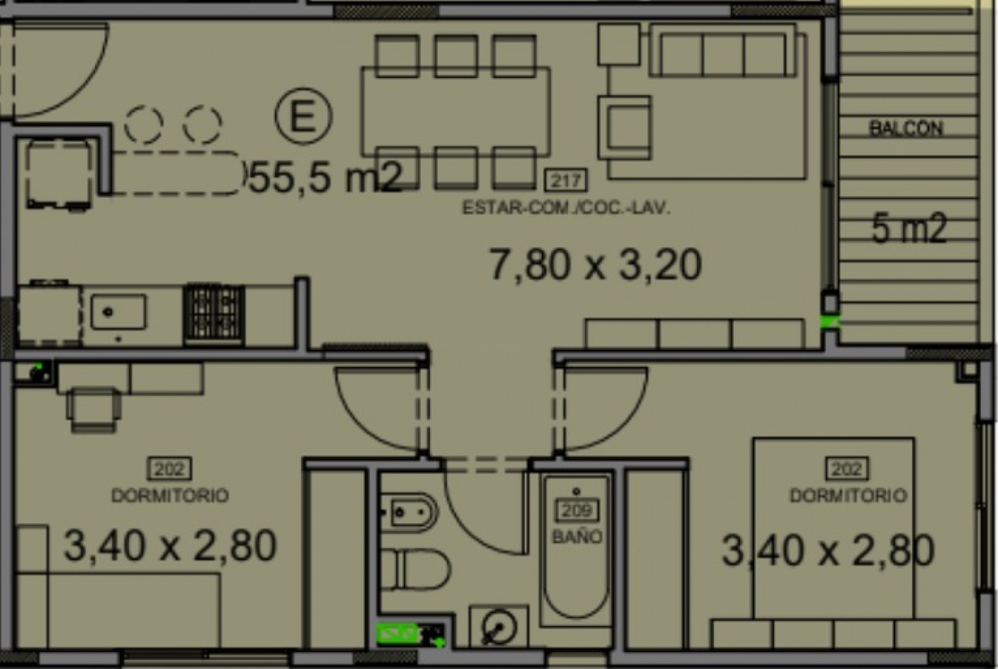 Venta depto 3 amb con balcon en Rio de Janeiro 500, Almagro