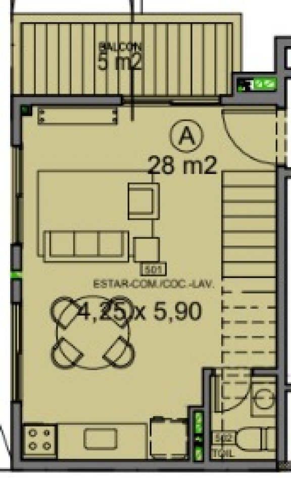 Venta depto duplex 2 amb con balcon en Rio de Janeiro 500, Almagro