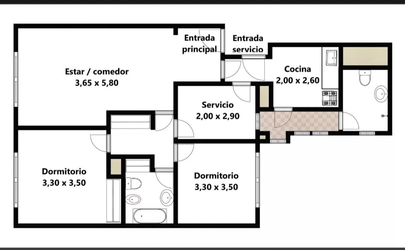 VENTA depto 3 amb con lavadero en la Av. Santa Fe 3200, Palermo.