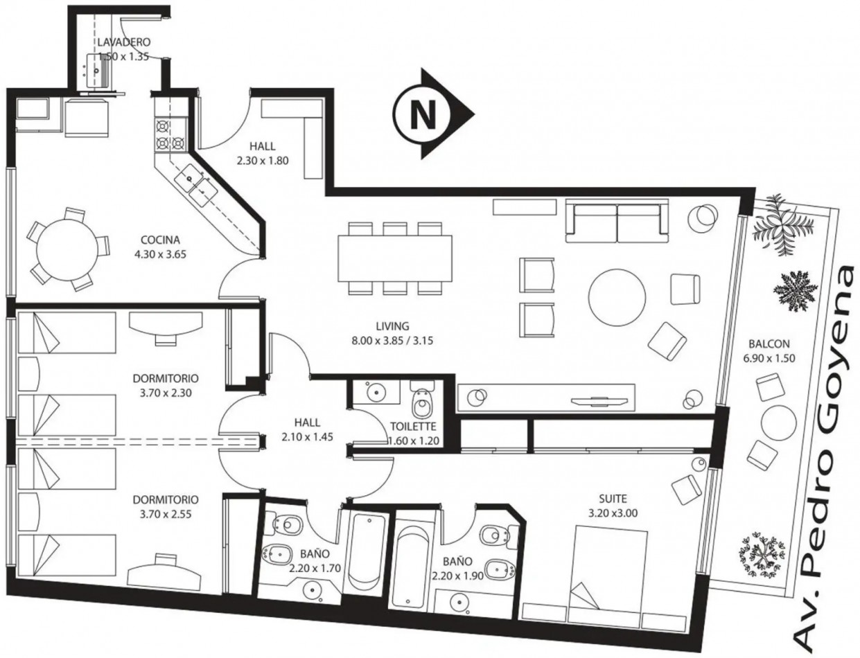 Venta semipiso 4 amb con balcon y cochera en Av. Pedro Goyena 500, Caballito.