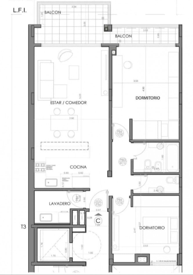 En venta Depto de 3 amb con cochera en  Villa Santa Rita
