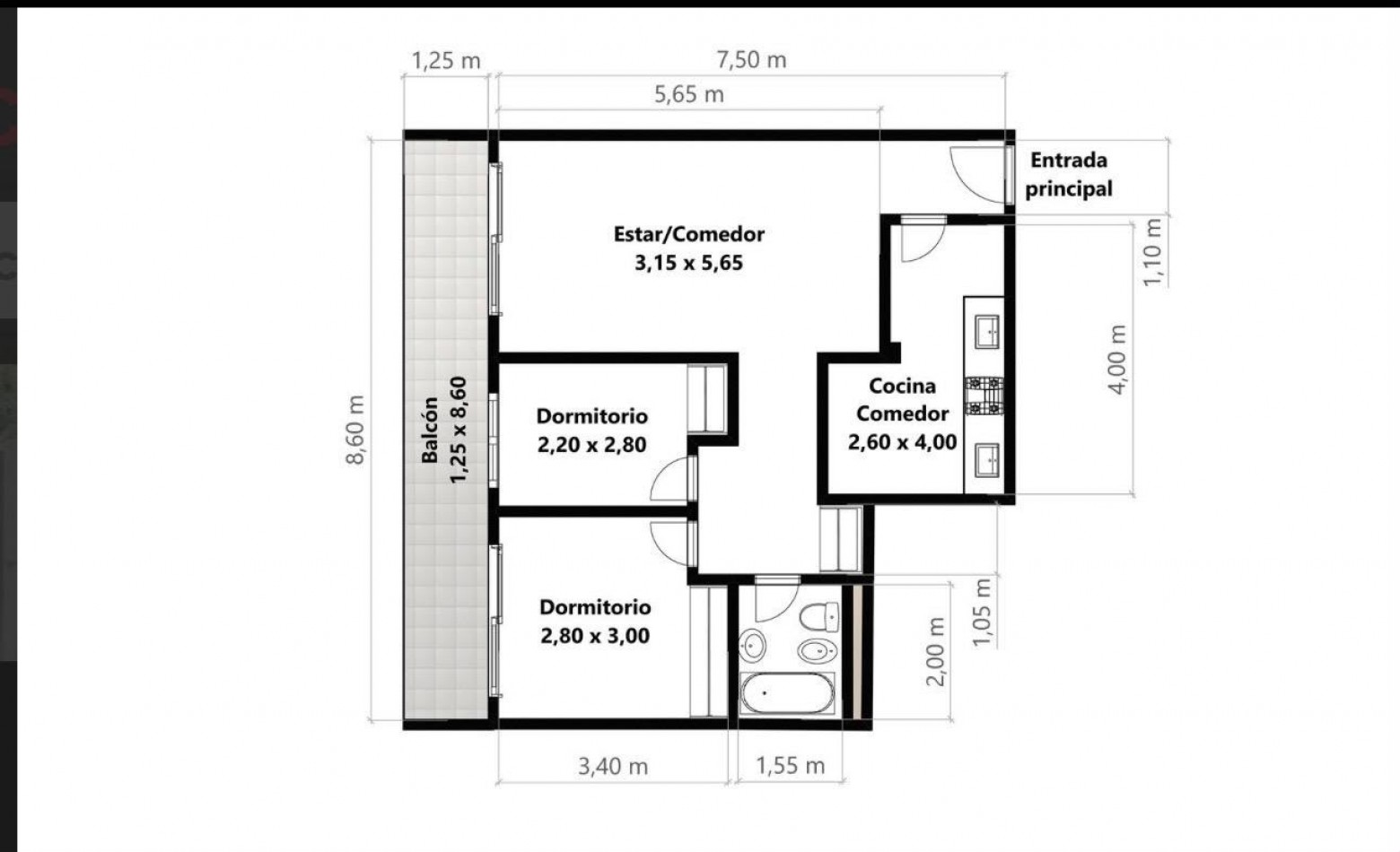 Venta departamento 3 amb con balcon en Rosario 100, Caballito
