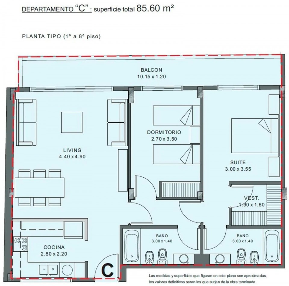 Venta depto tres amb con balcon en G. de Laferrere 1100, Parque Chacabuco